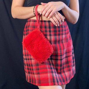 Mini Red Fluffy Clutch purse wristlet